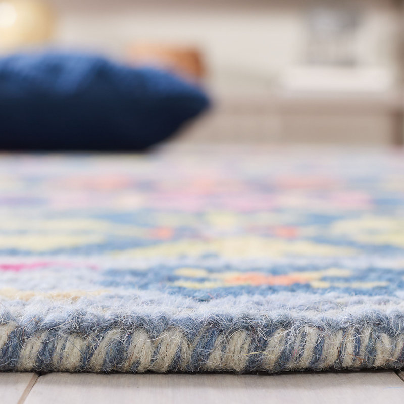 Bungalow Rose Talmo Handmade Wool Blue/Yellow Rug & Reviews Wayfair